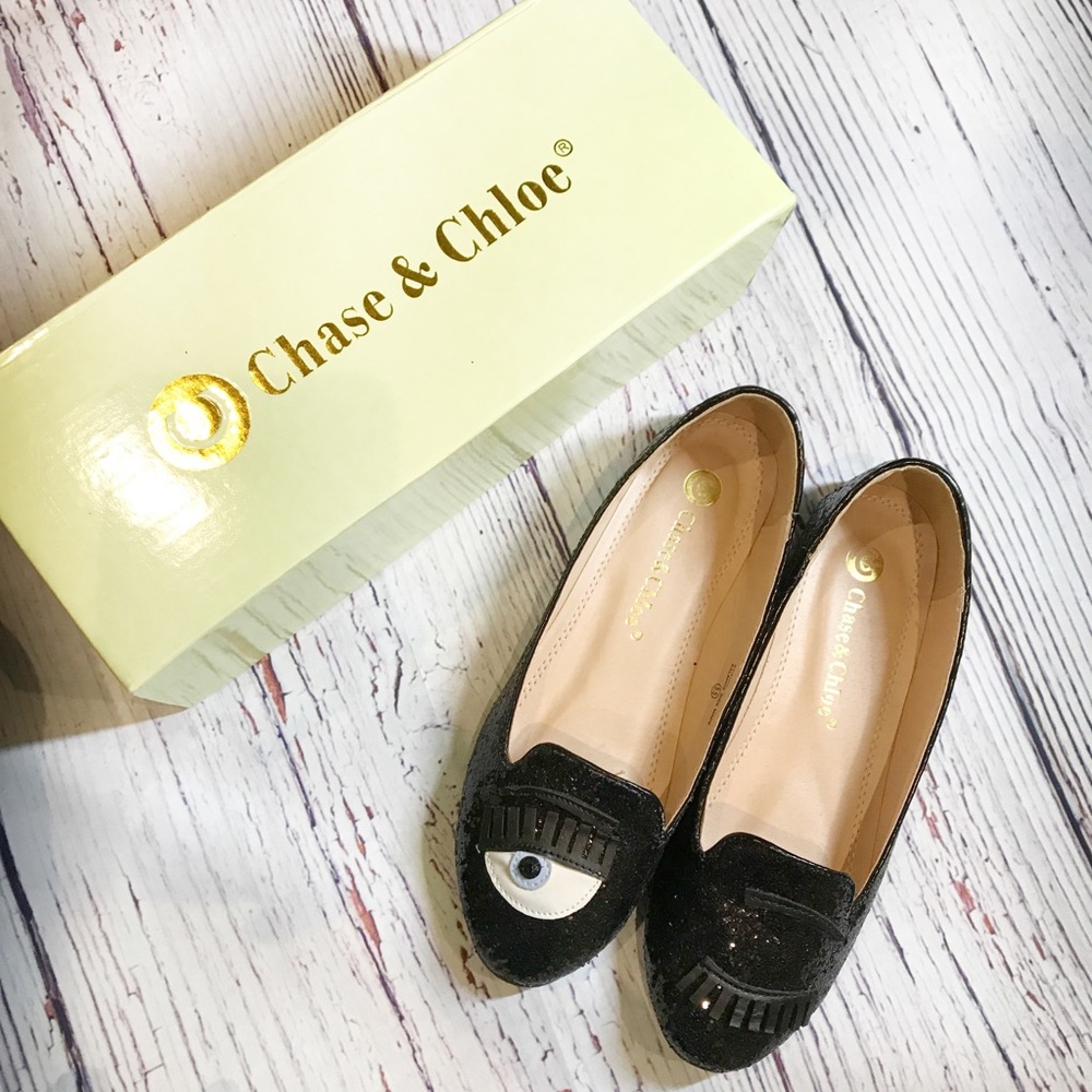 Chase & Chloe Blink Glitter Flats